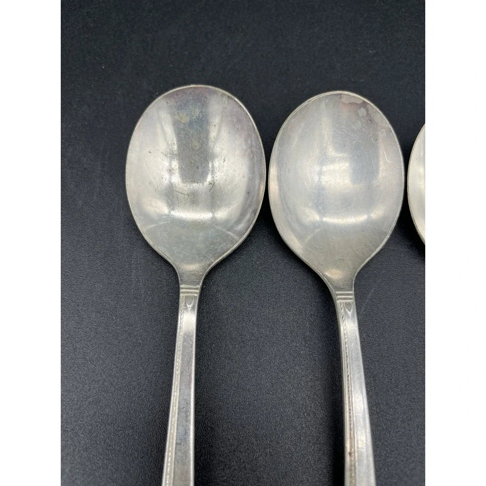 Soup Or Cream Spoon Set Silverplate Grenoble By Oneida Silver 5 Pieces